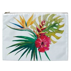 Tropical Flowers Cosmetic Bag (xxl) by goljakoff