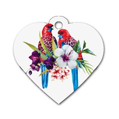 Tropical Parrots Dog Tag Heart (one Side) by goljakoff