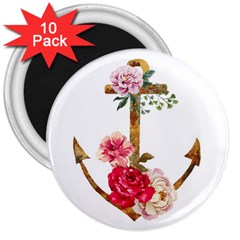 Flowers Anchor 3  Magnets (10 Pack)  by goljakoff