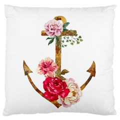 Flowers Anchor Large Flano Cushion Case (one Side) by goljakoff