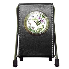 Flowers Pen Holder Desk Clock