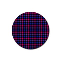 Bisexual Pride Checkered Plaid Rubber Round Coaster (4 Pack) 