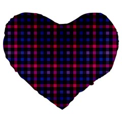 Bisexual Pride Checkered Plaid Large 19  Premium Heart Shape Cushions