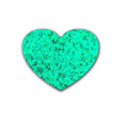 Aqua Marine Glittery Sequins Rubber Coaster (heart)  by essentialimage