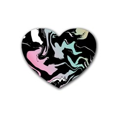 Painted Lines Rubber Coaster (heart)  by designsbymallika