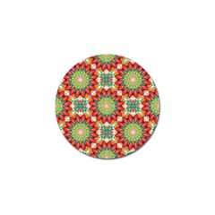 Red Green Floral Pattern Golf Ball Marker (4 Pack) by designsbymallika