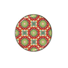Red Green Floral Pattern Hat Clip Ball Marker (10 Pack)