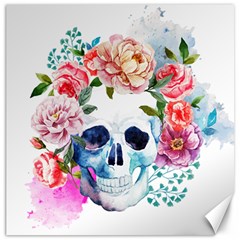 Skull And Flowers Canvas 20  X 20  by goljakoff