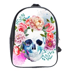 Skull And Flowers School Bag (large) by goljakoff