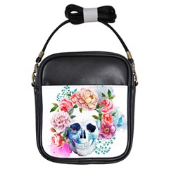 Skull And Flowers Girls Sling Bag by goljakoff