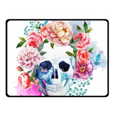 Skull And Flowers Double Sided Fleece Blanket (small)  by goljakoff