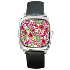 Rose Blossom Square Metal Watch