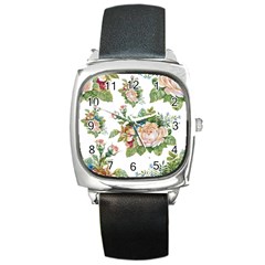 Vintage Flowers Square Metal Watch by goljakoff