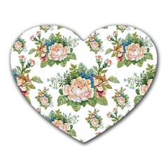 Vintage Flowers Pattern Heart Mousepads by goljakoff