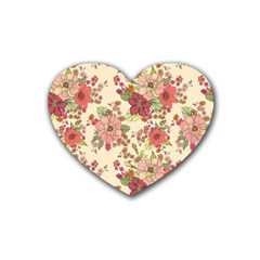 Vintage Garden Flowers Rubber Coaster (heart) 