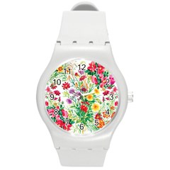 Summer Flowers Round Plastic Sport Watch (m) by goljakoff