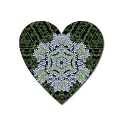 Calm In The Flower Forest Of Tranquility Ornate Mandala Heart Magnet by pepitasart