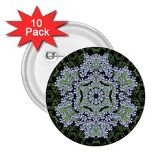 Calm In The Flower Forest Of Tranquility Ornate Mandala 2 25  Buttons (10 Pack)  by pepitasart