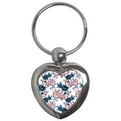 Blue And Rose Flowers Key Chain (heart) by goljakoff