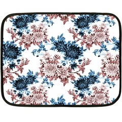 Blue And Rose Flowers Fleece Blanket (mini) by goljakoff