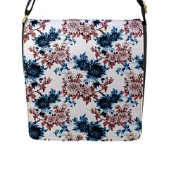 Blue And Rose Flowers Flap Closure Messenger Bag (l) by goljakoff