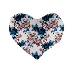 Blue And Rose Flowers Standard 16  Premium Flano Heart Shape Cushions by goljakoff