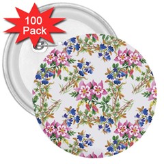 Garden flowers pattern 3  Buttons (100 pack) 