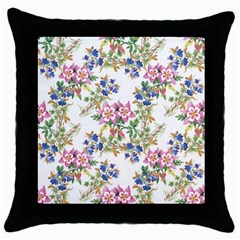 Garden Flowers Pattern Throw Pillow Case (black) by goljakoff