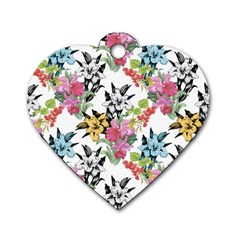 Summer Flowers Dog Tag Heart (one Side) by goljakoff