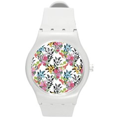 Summer Flowers Round Plastic Sport Watch (m) by goljakoff