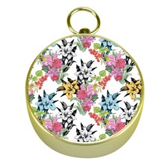 Summer Flowers Gold Compasses by goljakoff