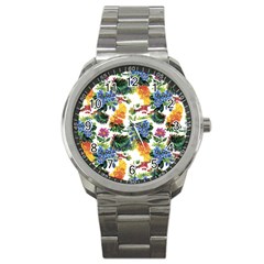 Flowers Pattern Sport Metal Watch by goljakoff