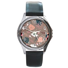 Rose -01 Round Metal Watch by LakenParkDesigns
