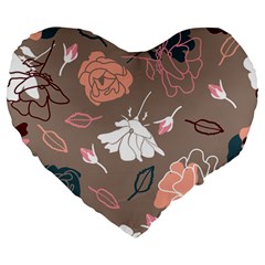 Rose -01 Large 19  Premium Heart Shape Cushions by LakenParkDesigns