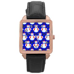 Seamless Snow Cool Rose Gold Leather Watch 
