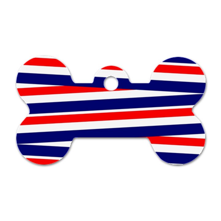 Patriotic Ribbons Dog Tag Bone (Two Sides)