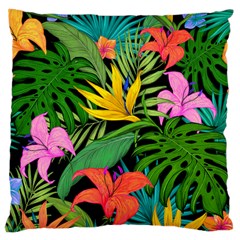 Tropical Greens Leaves Large Cushion Case (one Side) by Alisyart