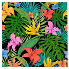 Tropical Greens Leaves Wooden Puzzle Square by Alisyart