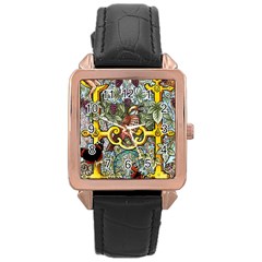 The Illustrated Alphabet - H - By Larenard Rose Gold Leather Watch  by LaRenard