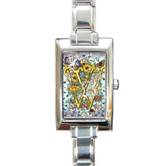 The Illustrated Alphabet - W - By Larenard Rectangle Italian Charm Watch