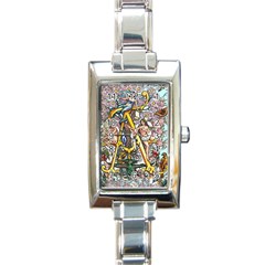 The Illustrated Alphabet - A - By Larenard Rectangle Italian Charm Watch