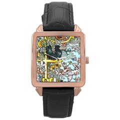 The Illustrated Alphabet - F - By Larenard Rose Gold Leather Watch  by LaRenard