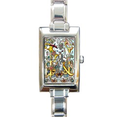 The Illustrated Alphabet - N - By Larenard Rectangle Italian Charm Watch by LaRenard