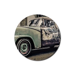 Abandoned Old Car Photo Rubber Round Coaster (4 Pack)  by dflcprintsclothing