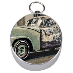 Abandoned Old Car Photo Silver Compasses by dflcprintsclothing