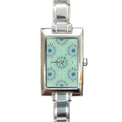 Mint Floral Pattern Rectangle Italian Charm Watch