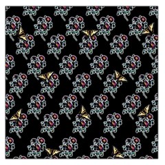 Rose Damour - Black - By Larenard Large Satin Scarf (square) by LaRenard