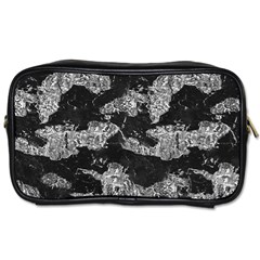 Black And White Cracked Abstract Texture Print Toiletries Bag (one Side) by dflcprintsclothing