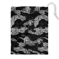 Black And White Cracked Abstract Texture Print Drawstring Pouch (4xl) by dflcprintsclothing