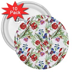 Flowers Pattern 3  Buttons (10 Pack)  by goljakoff